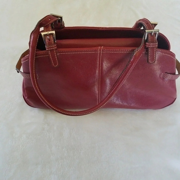 Mondani Burgundy Vegan Leather Satchel Top Handle Bag - Picture 2 of 8